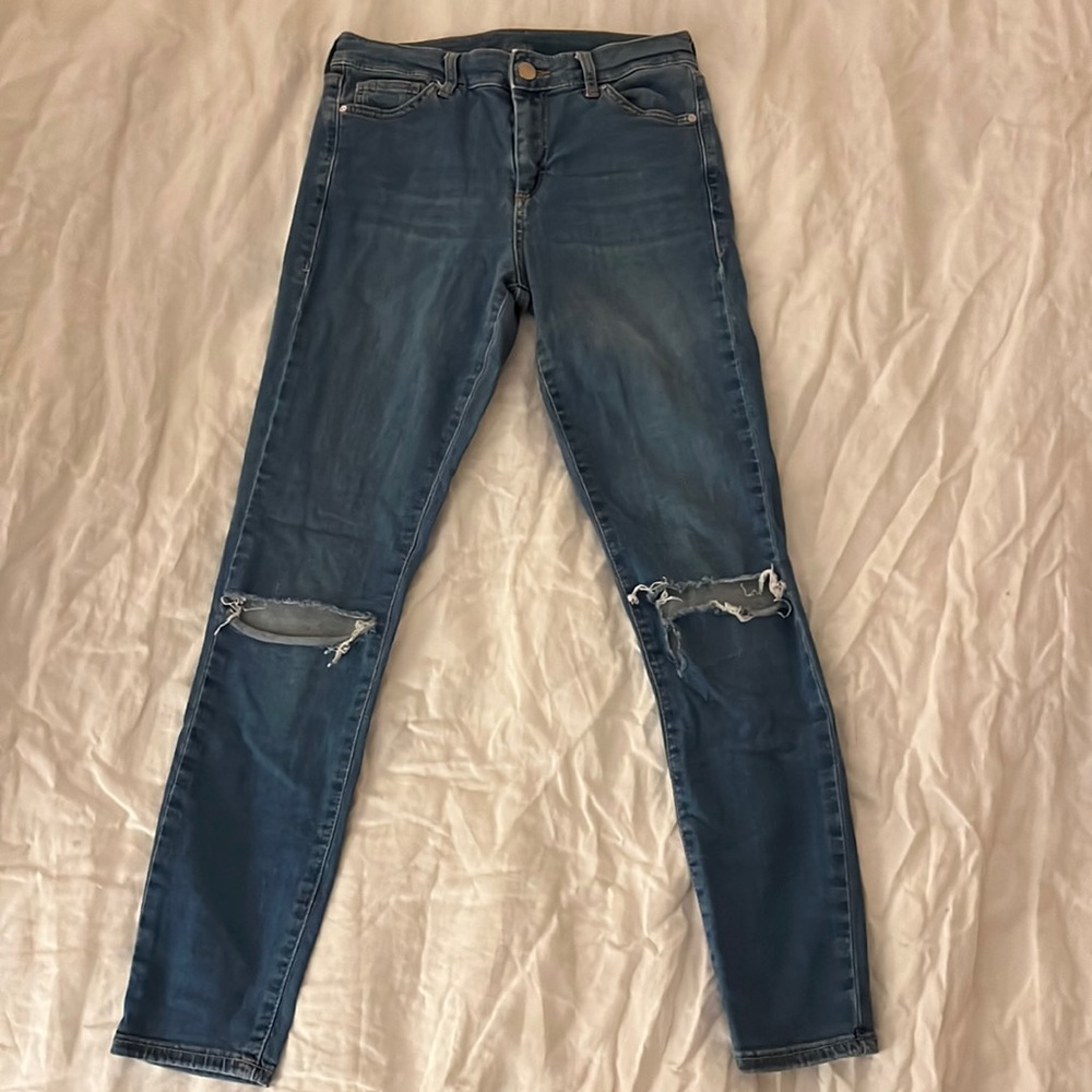 Topshop Moto Medium Wash Skinny Jeans